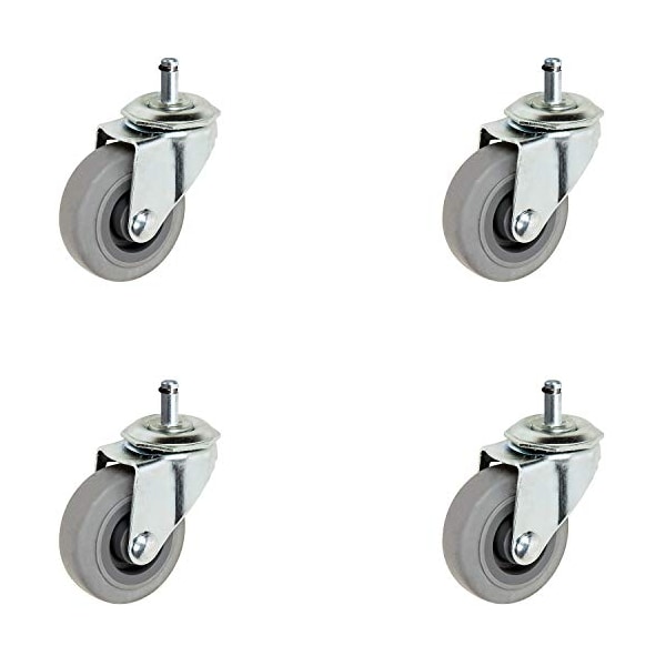 2" Gray Rubber DINETTE Chair Caster-320LBS Capacity PER Set, PK4